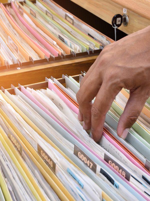 Financial Documents Stored In Filing Cabinets.